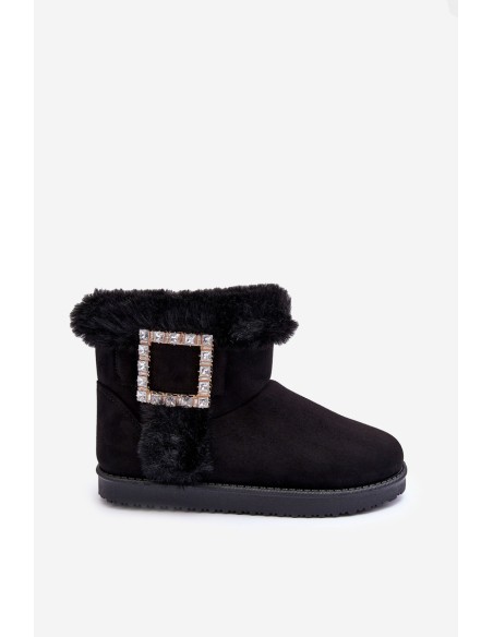 Faux Fur Lined Lace-up Snow Boots Black Dulca
