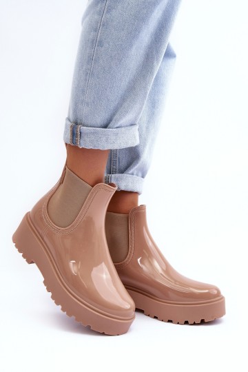 Women's Lacquered Platform Boots Big Star MM274396 Beige 2