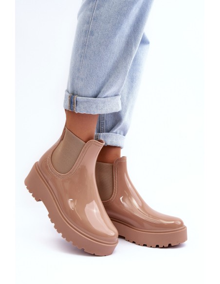 Women's Lacquered Platform Boots Big Star MM274396 Beige