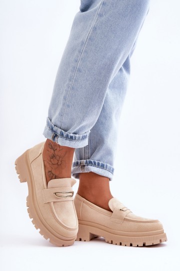 Women's Suede Slip-On Loafers Beige Pure Love 2