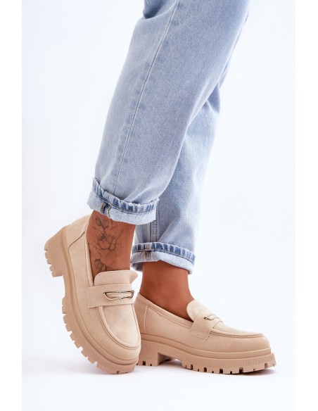 Women's Suede Slip-On Loafers Beige Pure Love