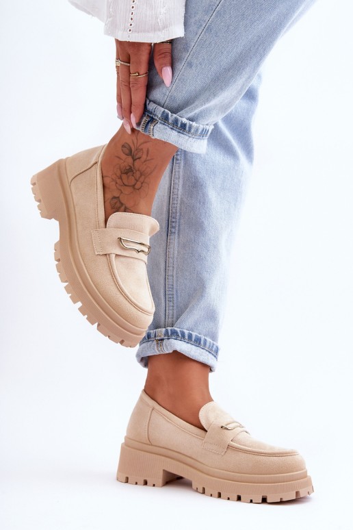 Women's Suede Slip-On Loafers Beige Pure Love