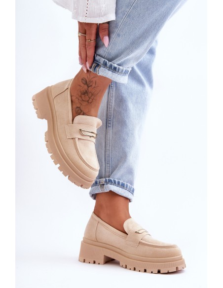 Women's Suede Slip-On Loafers Beige Pure Love