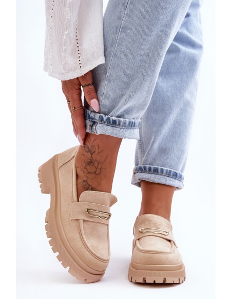 Women's Suede Slip-On Loafers Beige Pure Love