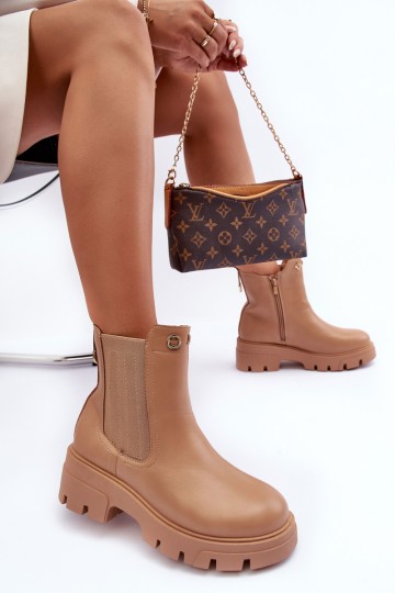 Women's Leather Derby Shoes With Decorations Beige Lobb 2