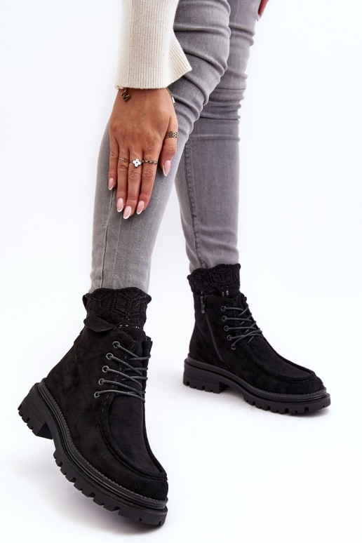 Women's Trapper Boots With Zip Black Apolosi