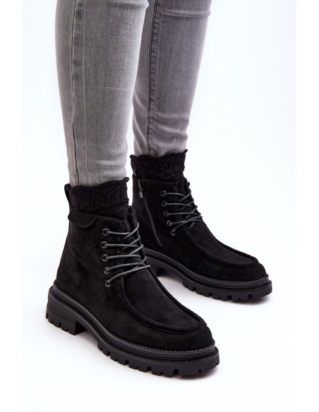 Moteriški batai su užtrauktuku juodi