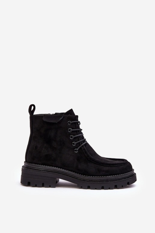Women's Trapper Boots With Zip Black Apolosi