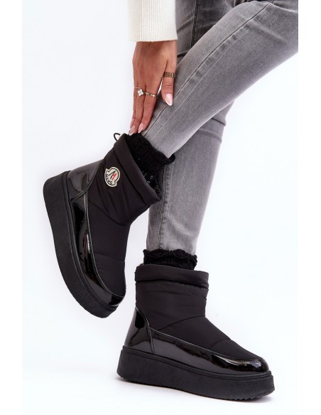 Women's Slip-On Snow Boots On Platform Black Gattea