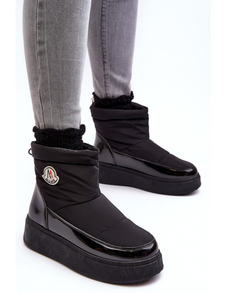 Women's Slip-On Snow Boots On Platform Black Gattea