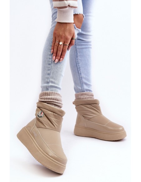 Women's Slip-On Snow Boots Platform Beige Gattea