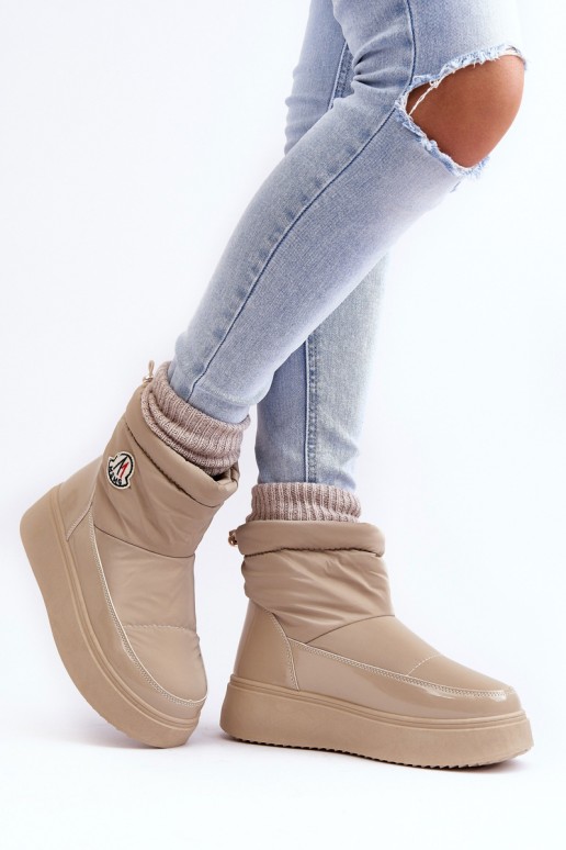 Women's Slip-On Snow Boots Platform Beige Gattea