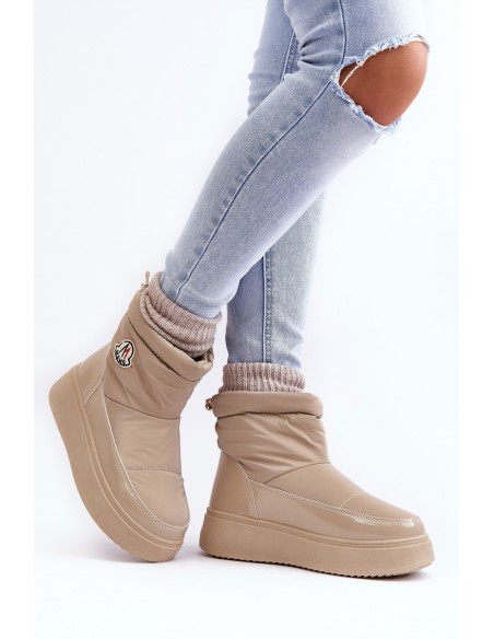 Women's Slip-On Snow Boots Platform Beige Gattea