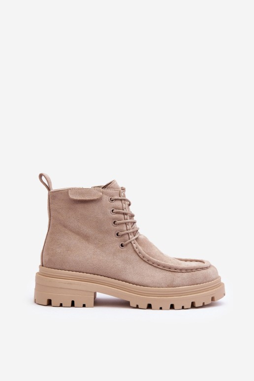 Moteriški batai su užtrauktuku smėlio spalvos