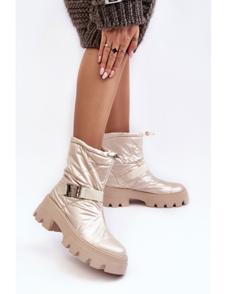 Women's Boots On Massive Sole And Flat Heel Beige Werikse
