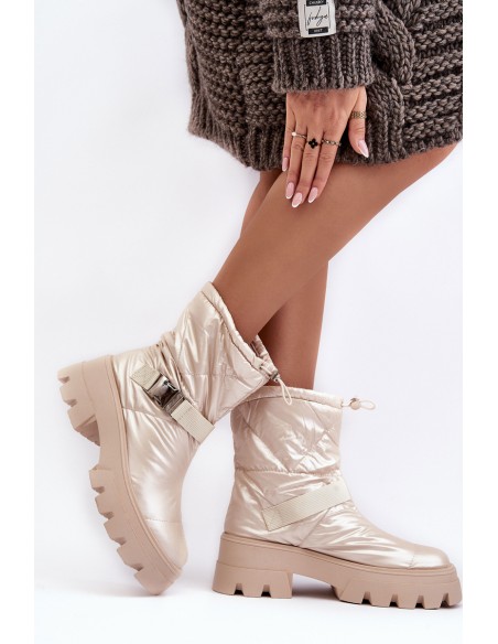 Women's Boots On Massive Sole And Flat Heel Beige Werikse