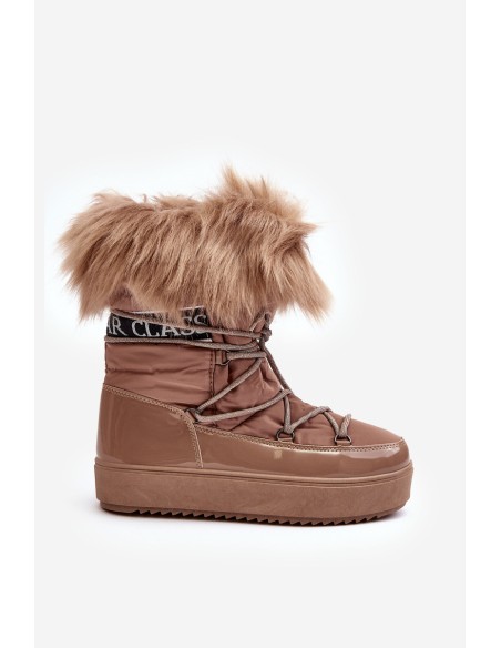Women's Lace-up Dark Beige Snow Boots Santero