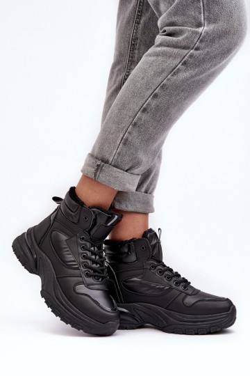 Women's Quilted Lace-Up Sport Shoes Black Dejana 2