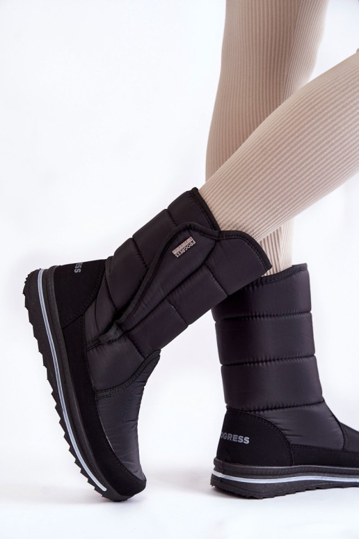 Women's Snow Boots With Velcro Progress PROGJ-22-128 Black
