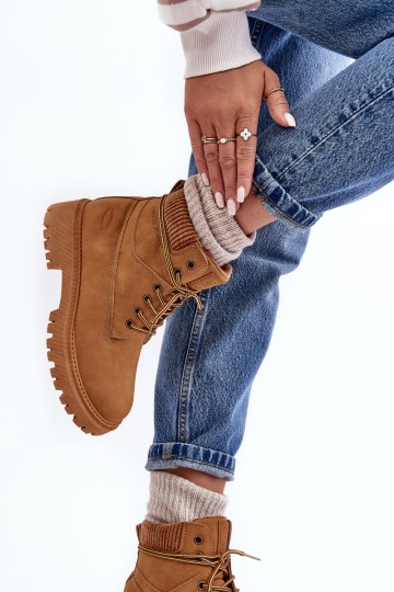 Women's Quilted Trapper Boots Camel Cross Jeans MM2R4011C