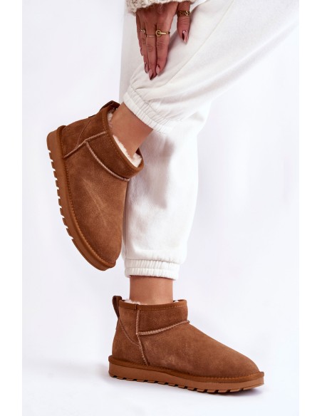 Women's Suede Low Snow Boots Camel Shelie