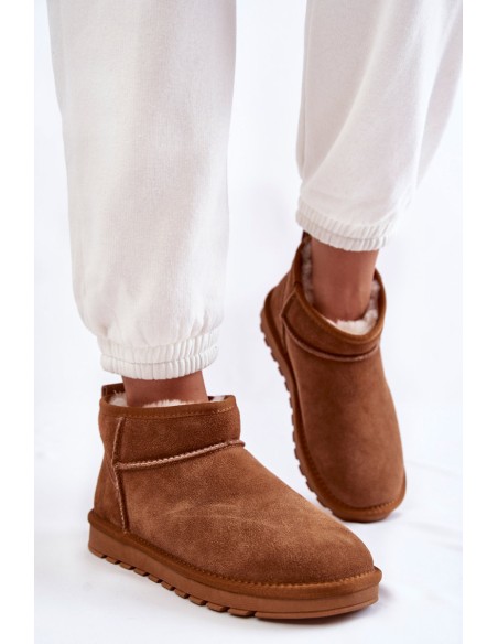 Women's Suede Low Snow Boots Camel Shelie