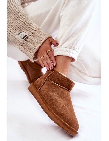 Women's Suede Low Snow Boots Camel Shelie