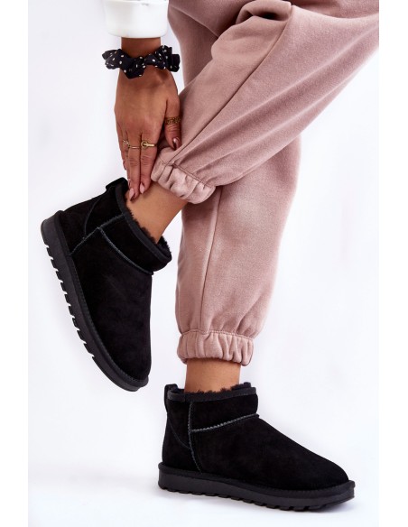 Women's Suede Low Snow Boots Black Shelie