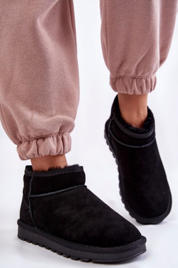 Women's Suede Low Snow Boots Black Shelie 2