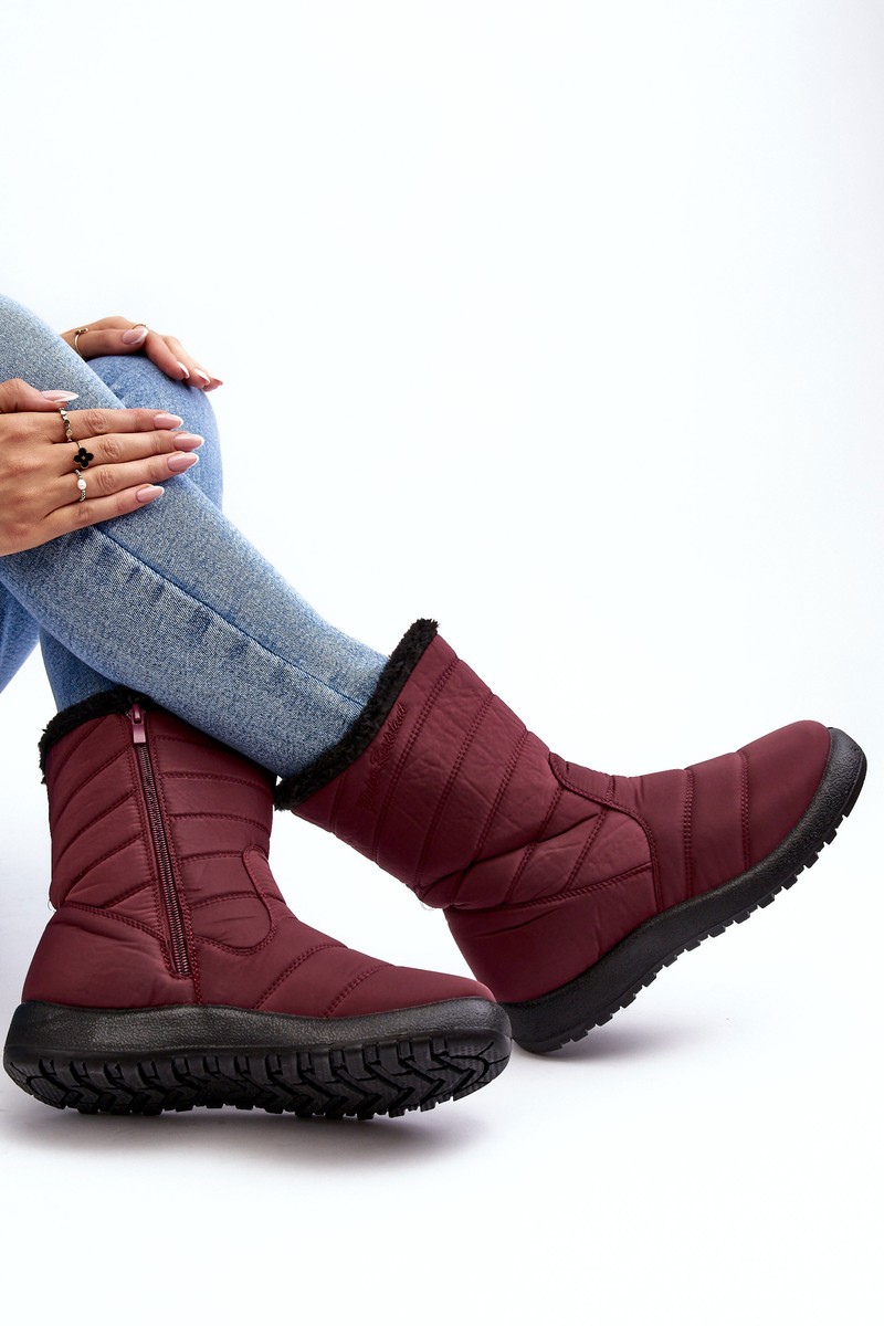 Women s High Padded Snow Boots Burgundy Luxina Sniego batai