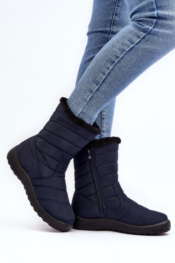 Women's High Padded Snow Boots Navy Luxina 2