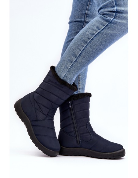 Women's High Padded Snow Boots Navy Luxina