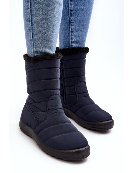 Women's High Padded Snow Boots Navy Luxina