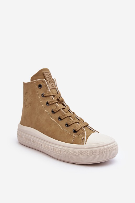 Women's Zip-Up Insulated Sneakers Camel Big Star MM274026