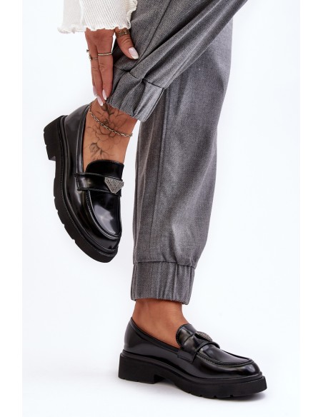 Women's Loafers Moccasins On A Flat Heel Black Venla