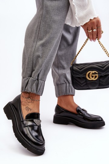 Women's Loafers Moccasins On A Flat Heel Black Venla 2