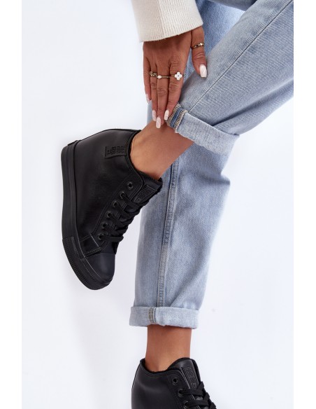 Women's Leather Sneakers On Wedge Big Star MM274001 Black