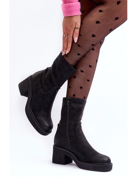 Women's Boots on Massive Heel Black Tozanna