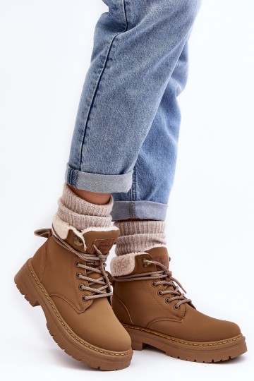 Moteriškos odinės gaudyklės su kailiu Brown Lynnvia 2