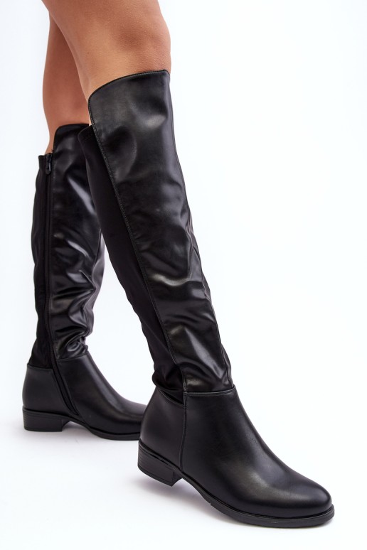 Women's Leather Knee-High Boots SBarski HY27098A Black