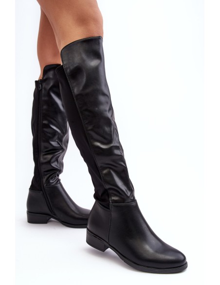 Women's Leather Knee-High Boots SBarski HY27098A Black