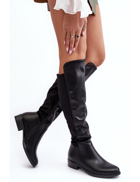 Women's Leather Knee-High Boots SBarski HY27098A Black