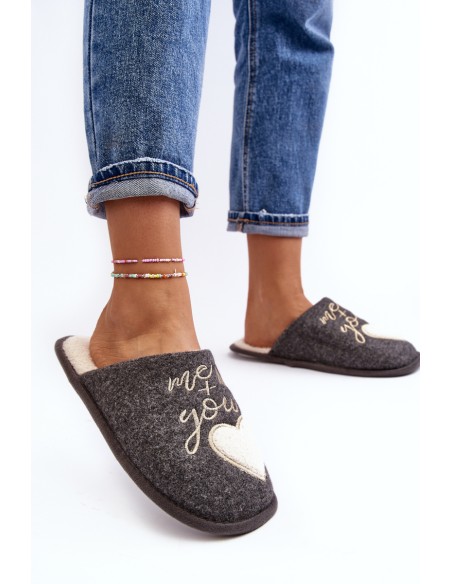 Women's Classic Slip-on Slippers Gray Mabira Fleece-lined