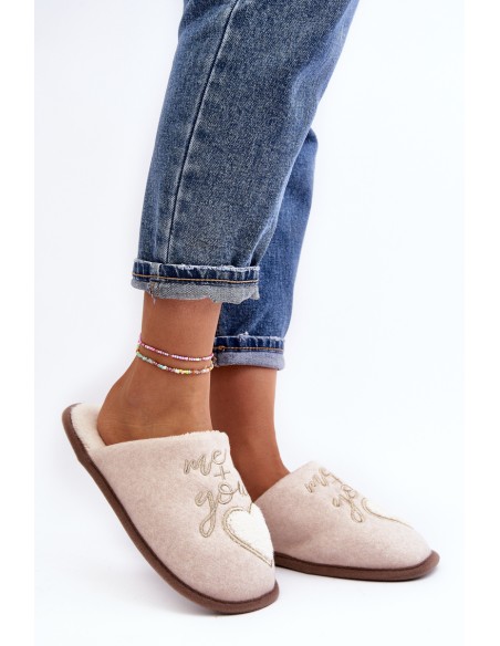 Women's Classic Slip-On Fleece Lined Beige Slippers Mabira