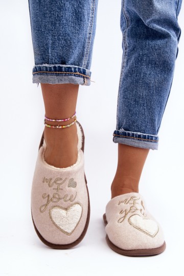 Women's Classic Slip-On Fleece Lined Beige Slippers Mabira 2