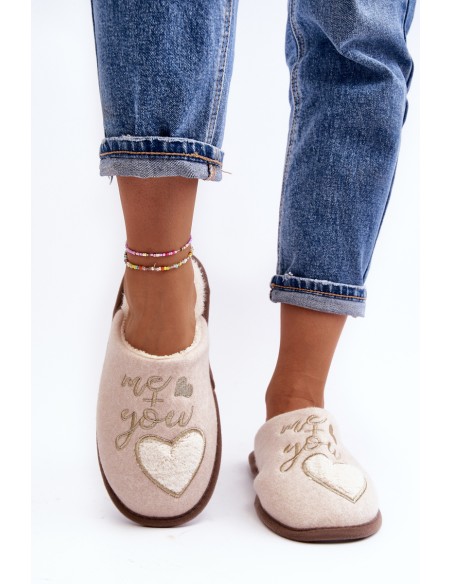 Women's Classic Slip-On Fleece Lined Beige Slippers Mabira