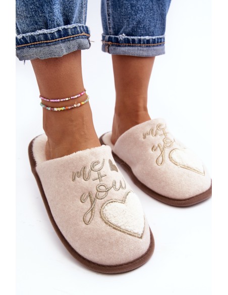 Women's Classic Slip-On Fleece Lined Beige Slippers Mabira