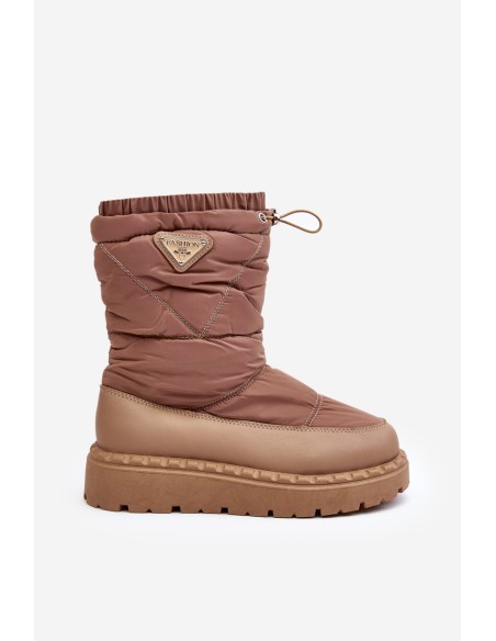 Women's snow boots on thick sole in dark beige Lureta