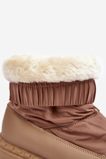 Women's snow boots on thick sole in dark beige Lureta 2