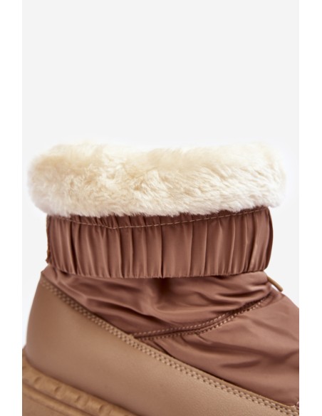 Women's snow boots on thick sole in dark beige Lureta